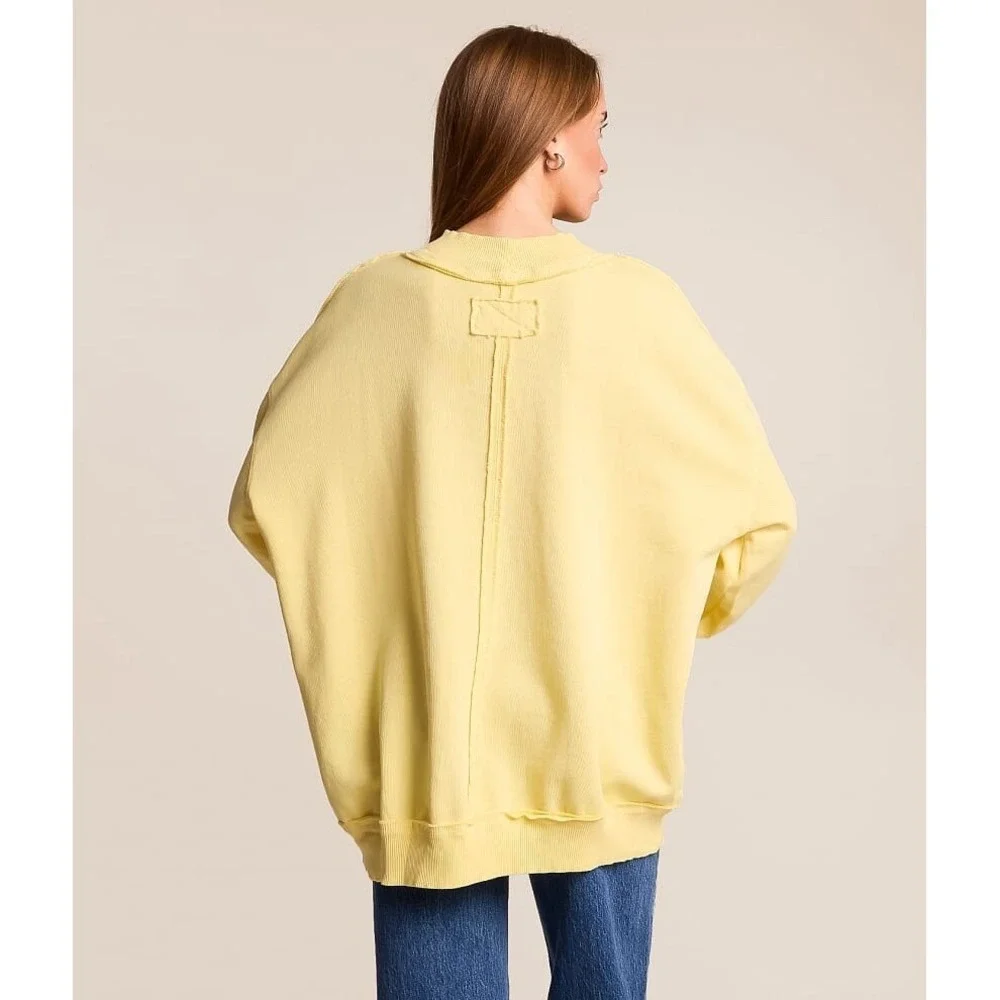 New We The Free People Small/S Palm Springs Pullover Sweater Oversized Banana Ye